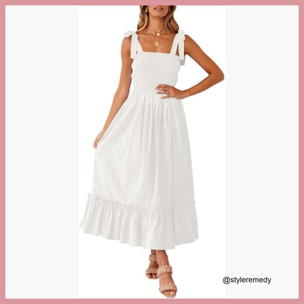 Viscose Spaghetti Strap Maxi Dress with Ruffle Detail